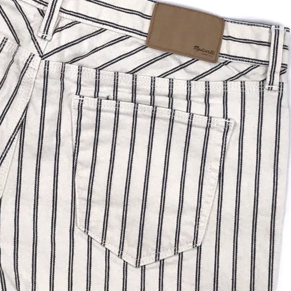 MADEWELL Cut Off Short Shorts Blue Ivory Stripe - Picture 4 of 7